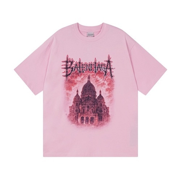 Balenciaga Clothes Paris Sacré-Cœur Basilica Printed T-shirt Black/Pink