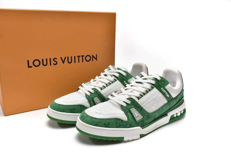 Pkkicks God Batch LOUIS VUITTON Trainer Green Cloth Surface VL1201