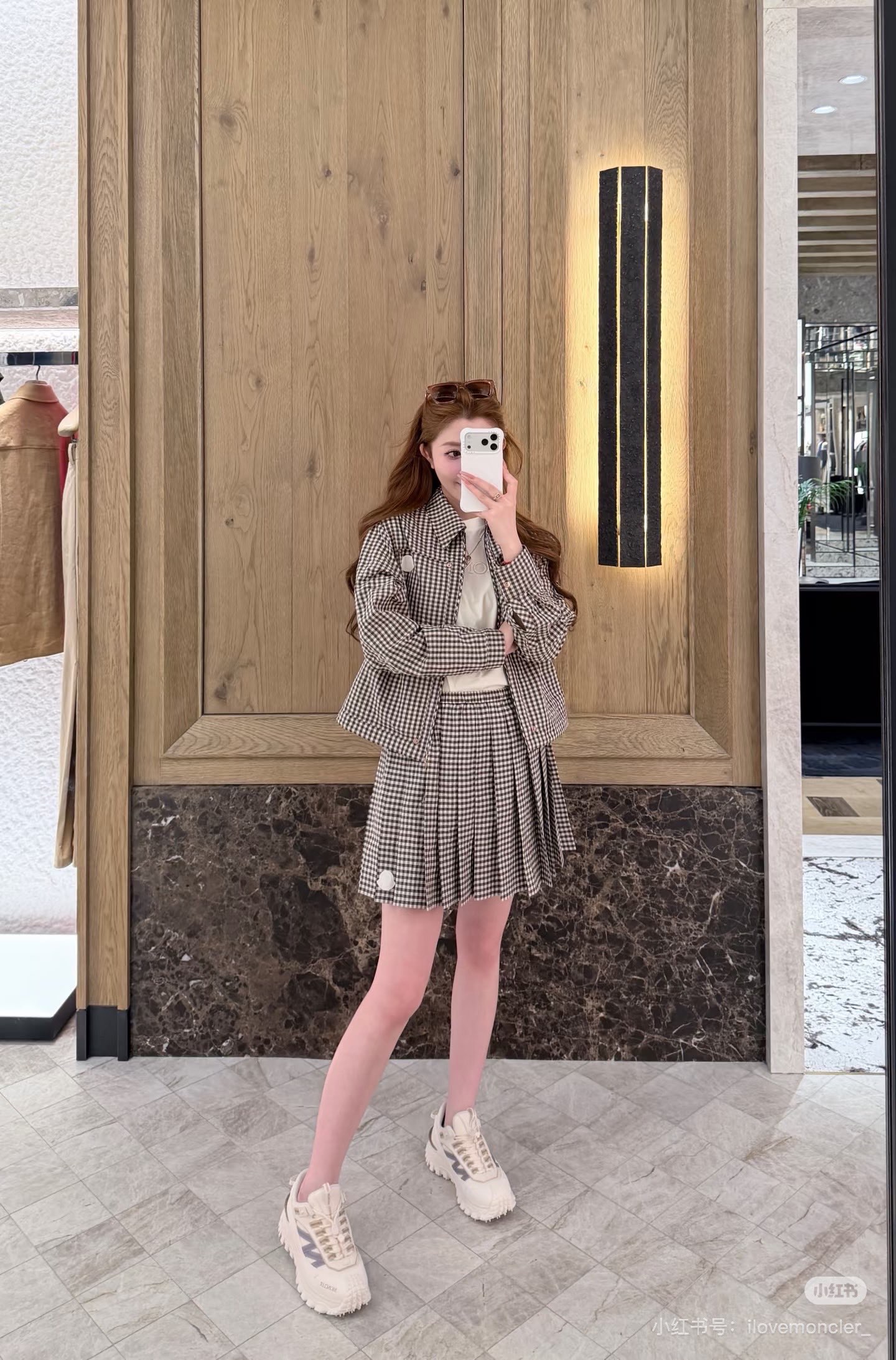 Monc New Plaid Shirt Jacke+Pleated Skirt Set