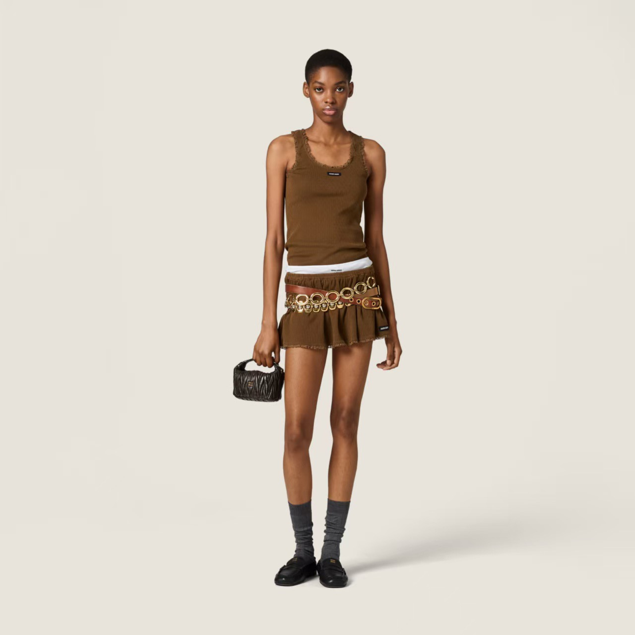 Miu New Lace trim vest + skirt set