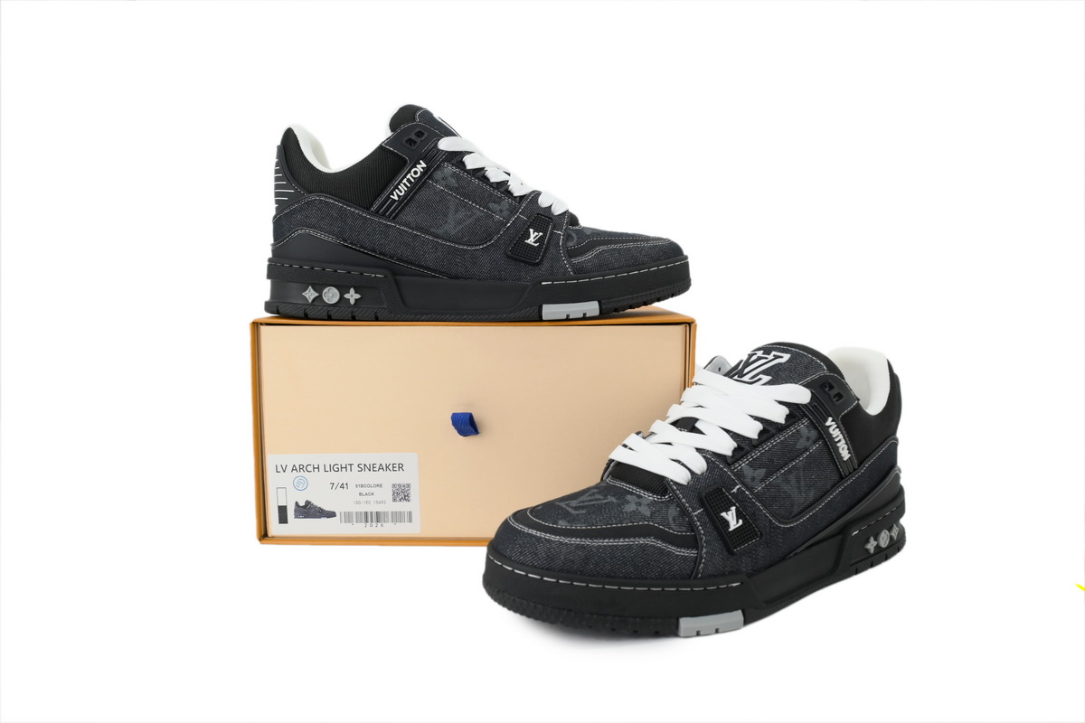 Pkkicks God Batch Louis Vuitton Sneakers Black Denim Fabric (NFC)