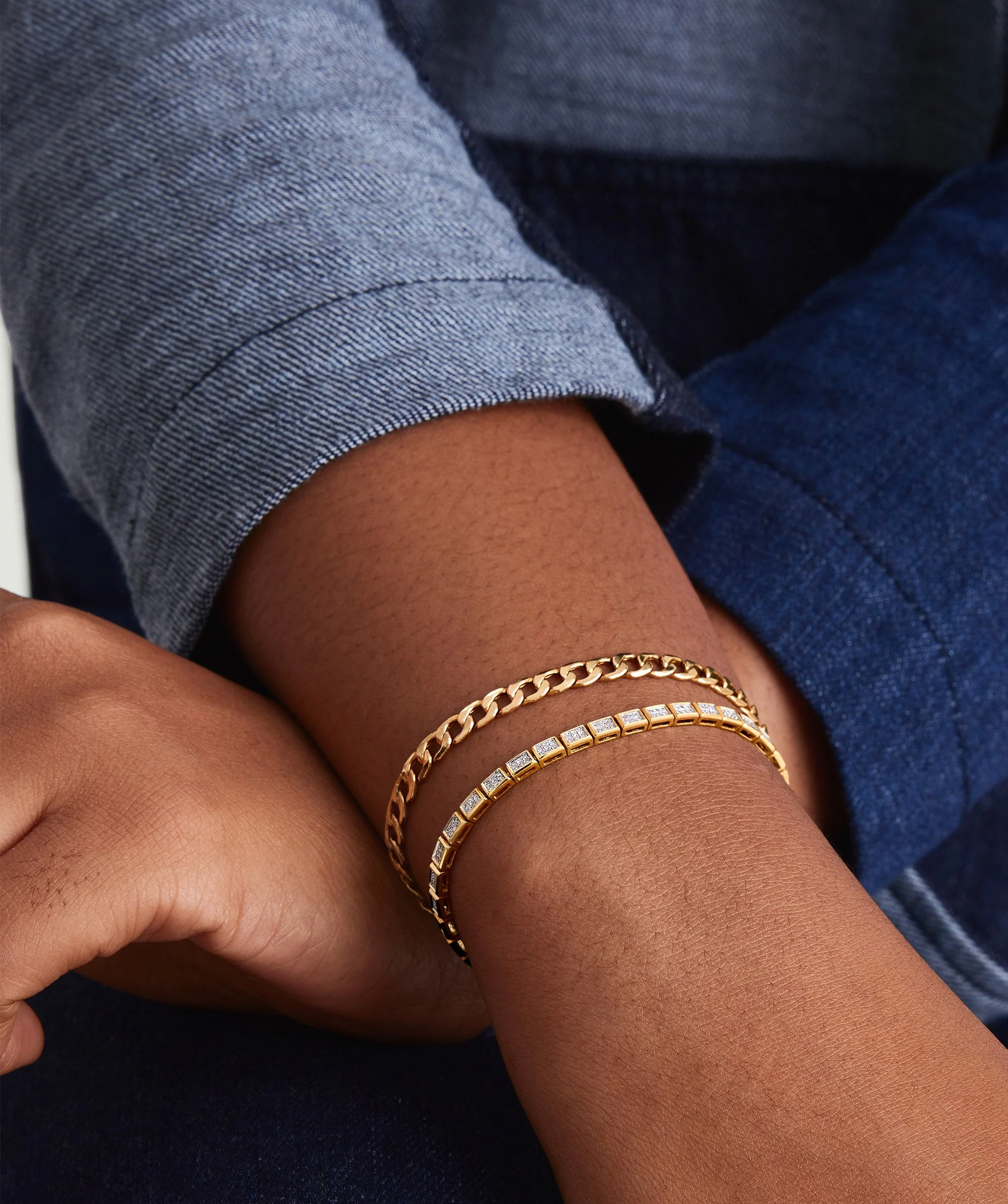 Rectangular Micro-Pavé Diamond Tennis Bracelet