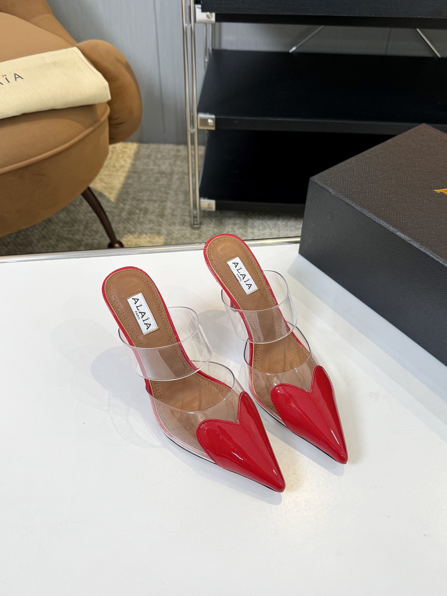 AlAIA New Pointed High Heel Slippers
