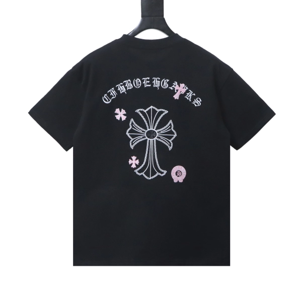Chrome Hearts Sanskrit Cross Embroidered Short-Sleeve T-Shirt  black