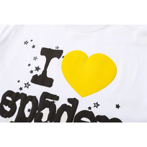 Sp5der T-Shirt T001 white yellow heart