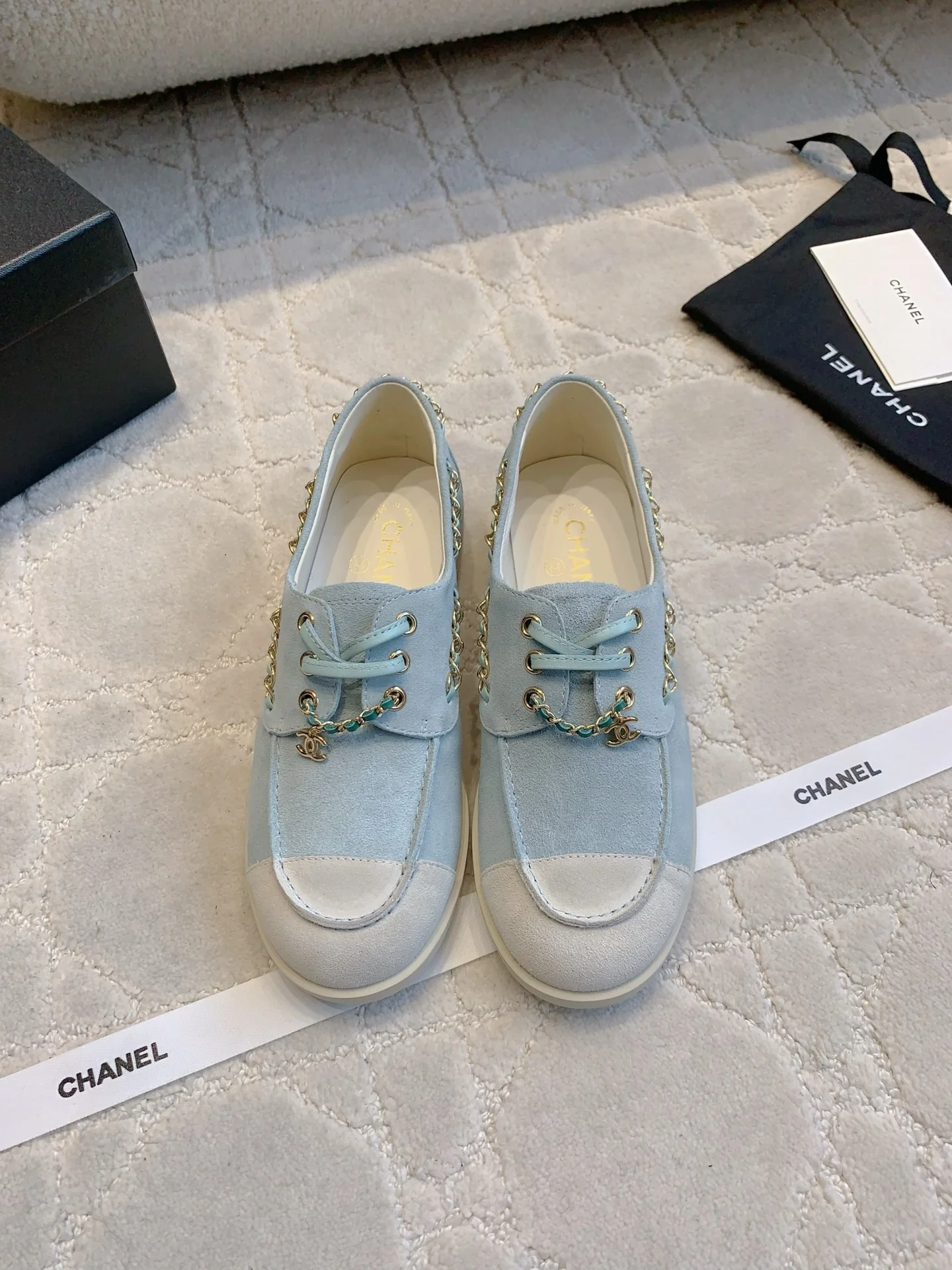 Chan New Chain Lace-Up Flats