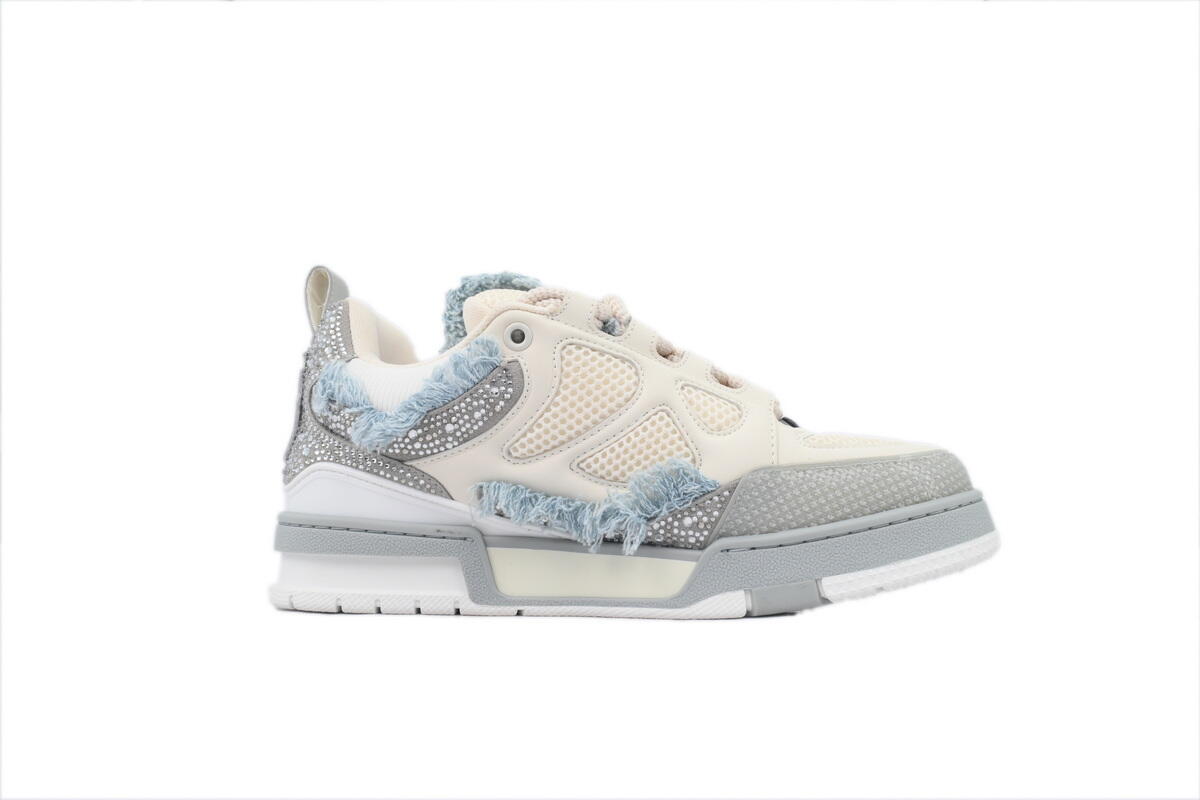 Pkkicks God Batch Louis Vuitton Skate Horse Hair Gray White Diamond