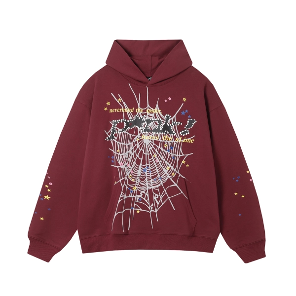 Sp5der Hoodie Burgundy