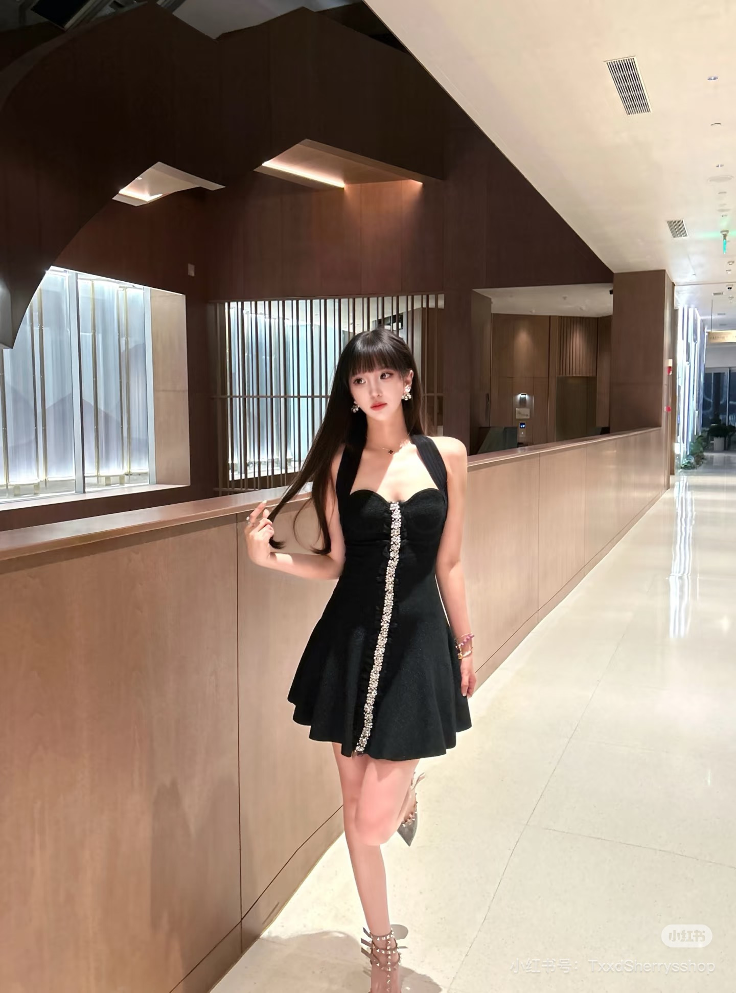 Bal New halter knit beading dress