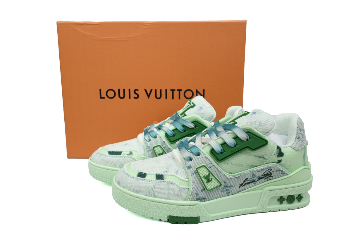 Pkkicks God Batch LOUIS VUITTON Trainer Golf Rendering Green Cloth