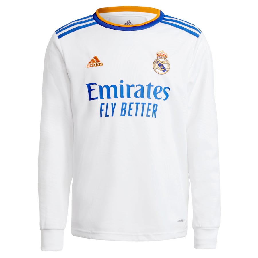 Real Madrid Home Soccer Jersey Retro Long Sleeve Shirt 21-22