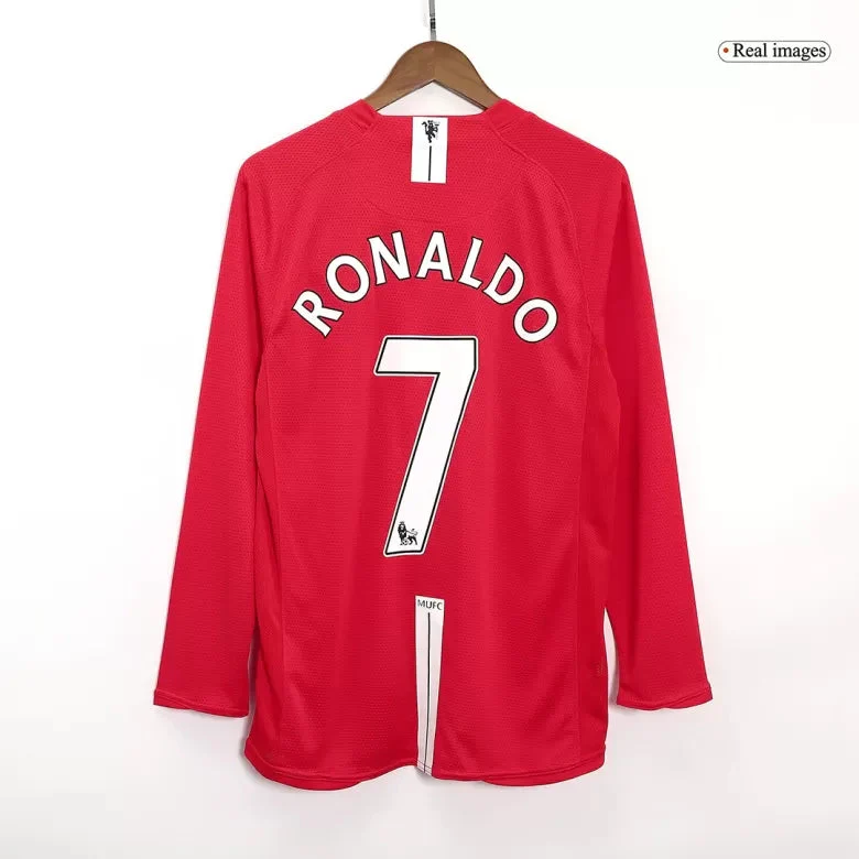 RONALDO #7 Manchester United 2007/08 Home Long Sleeve Retro Soccer Jersey