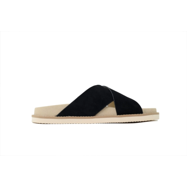 Brunello Cucinelli Suede Crisscross Slides Black