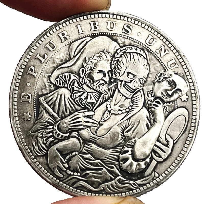 USA Movable Mechanical Coin Roman Booteen Hobo Nickel Morgan Dollar Mask Girl Moving Mask Amazing Art Collectible Creative Gift Handmade Commemoration Coin