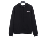 Balenciaga Clothes Embroidered Printed Cotton Hoodie Black