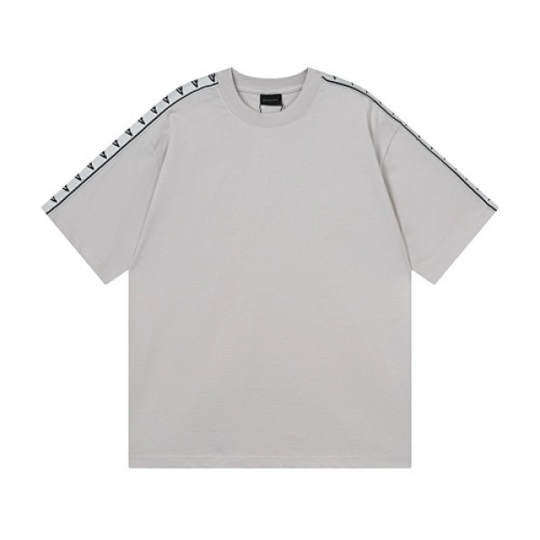 Balenciaga Clothes Washed & Distressed T-Shirt With 3B Artistic Webbing Accents Sleeves Black/Apricot