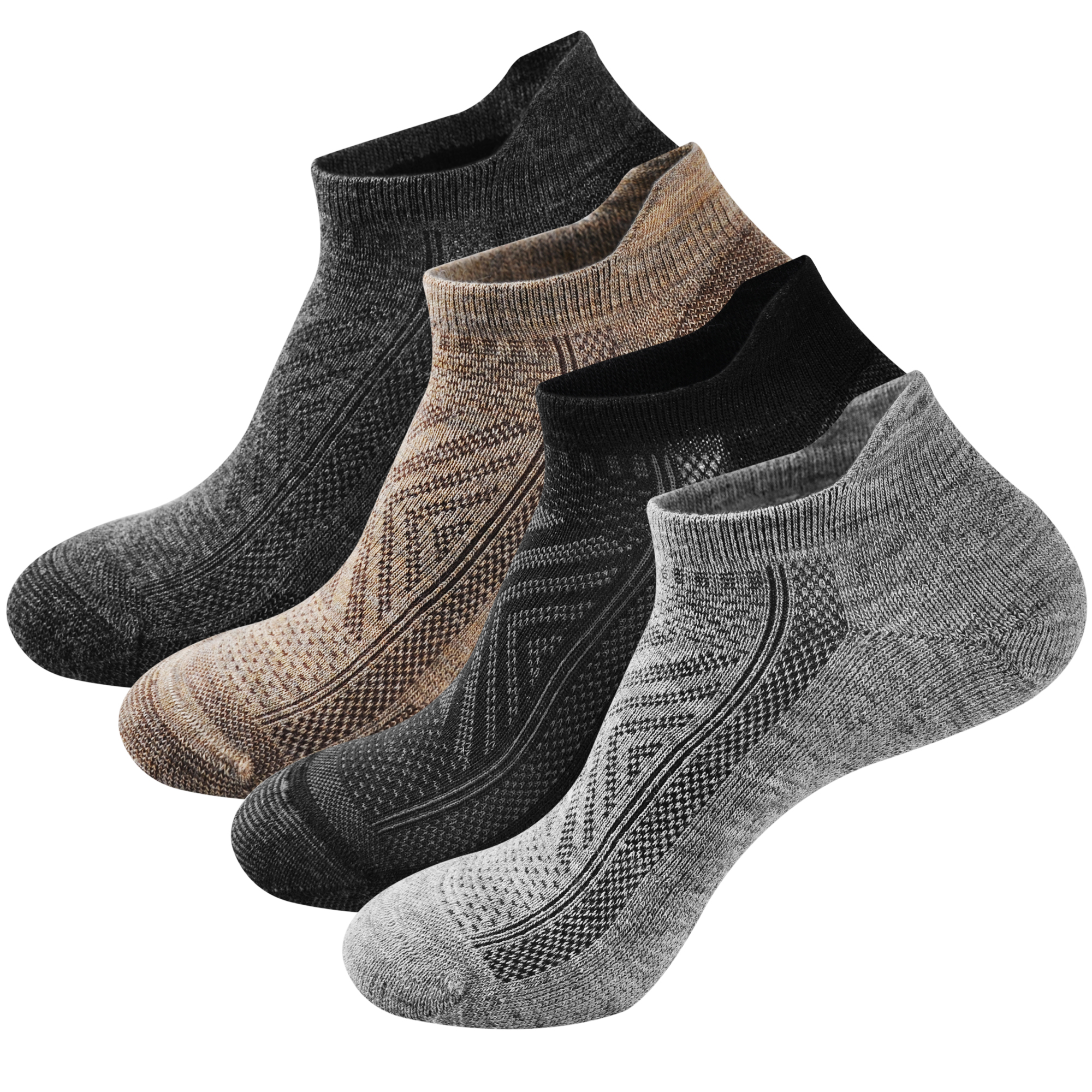 GKX Men's No Show Merino Wool Running Athletic Casual Socks 4 Pairs