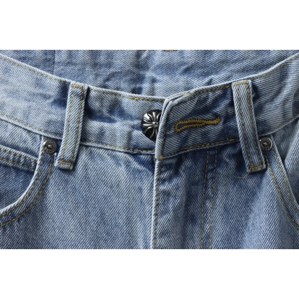 Chrome Hearts Black Cross Leather Patch Jeans