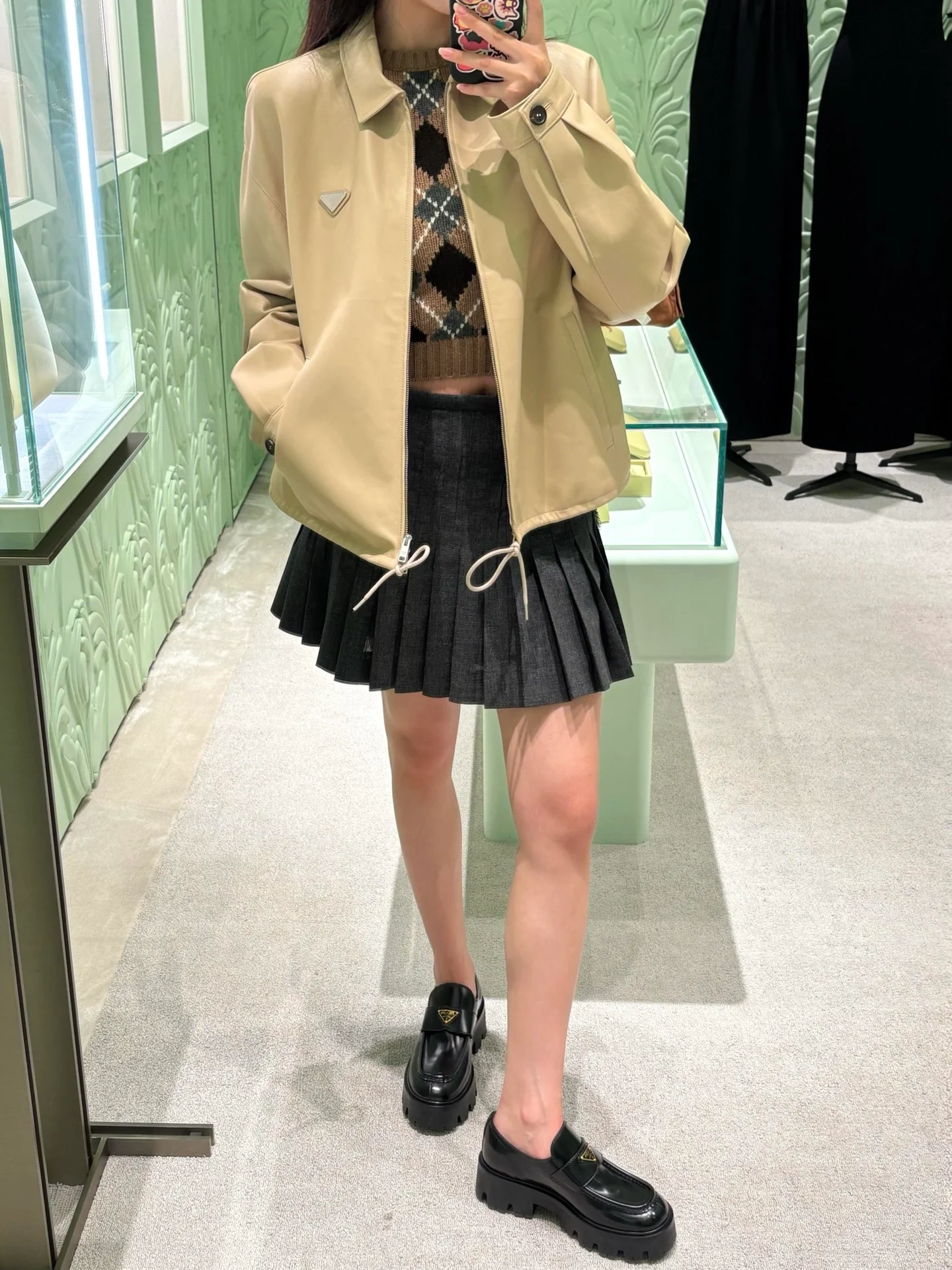 Pra New Triangle buckle thick-soled Mary Jane shoes