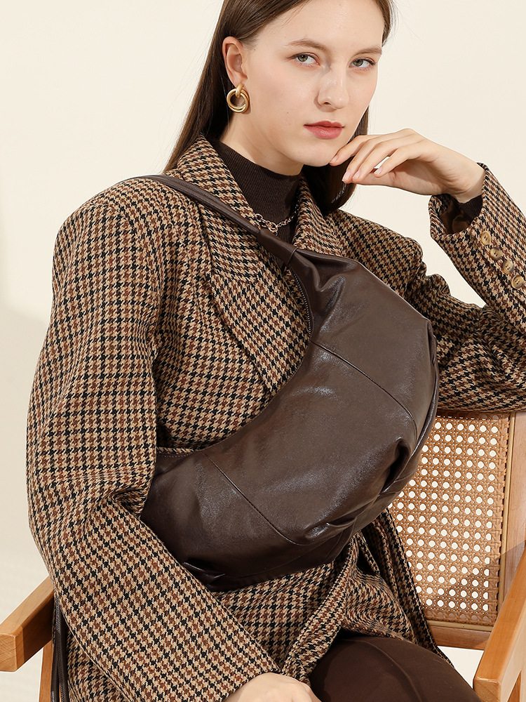 Genuine Leather Crescent Sling Bag for Women