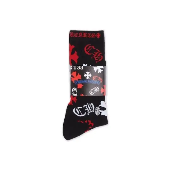 Chrome Hearts Stencil Socks Black/White/Red
