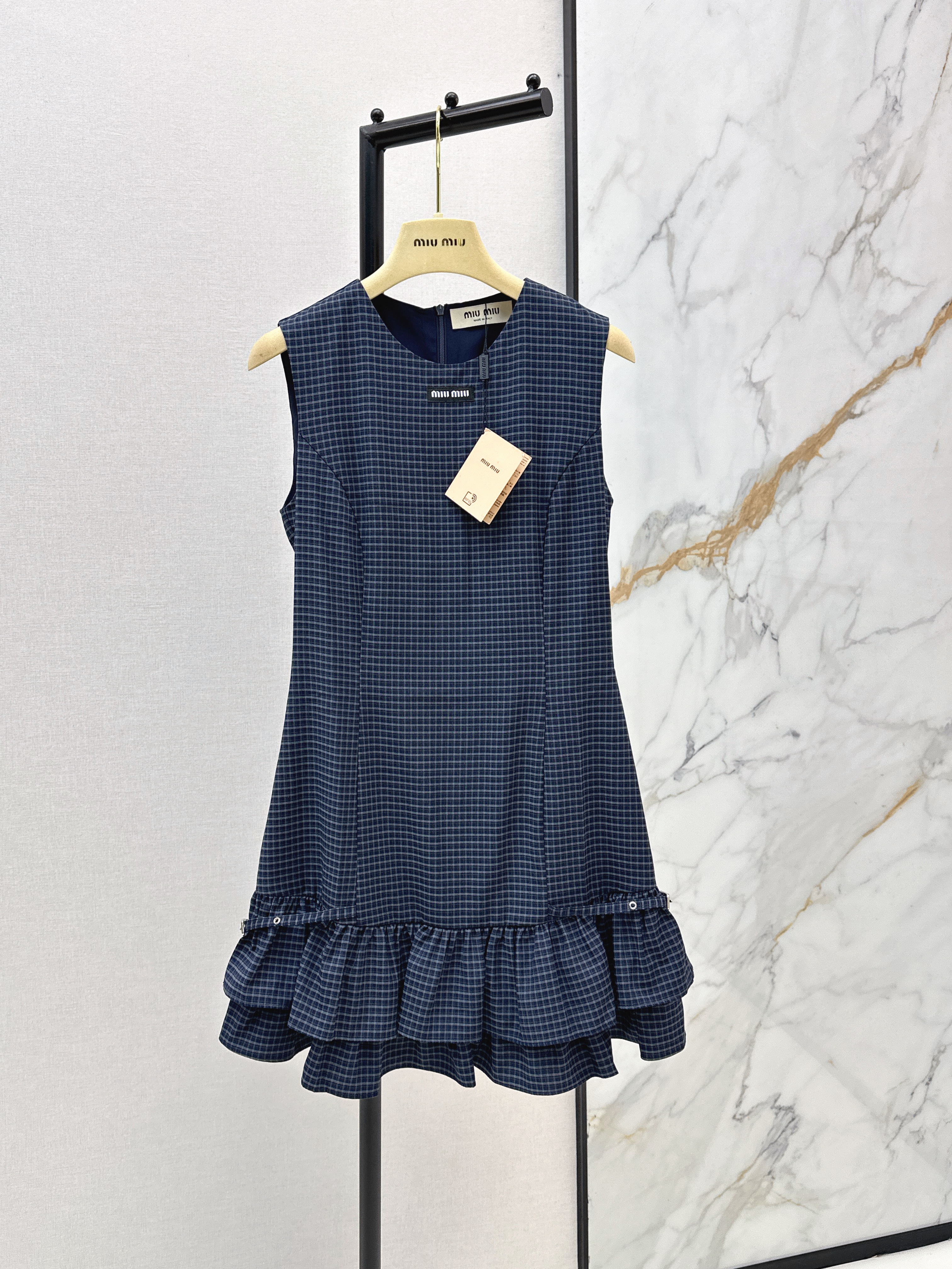 Miu New check sleeveless dress