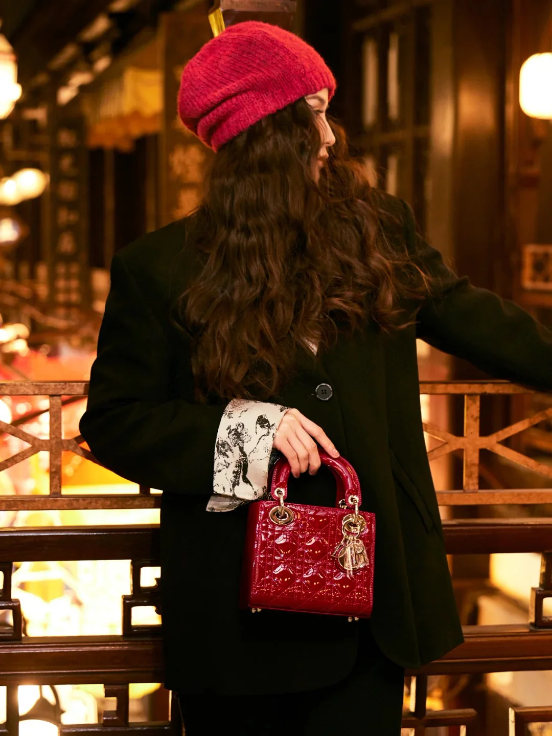 CD Mini Lady Bag Patent Calfskin