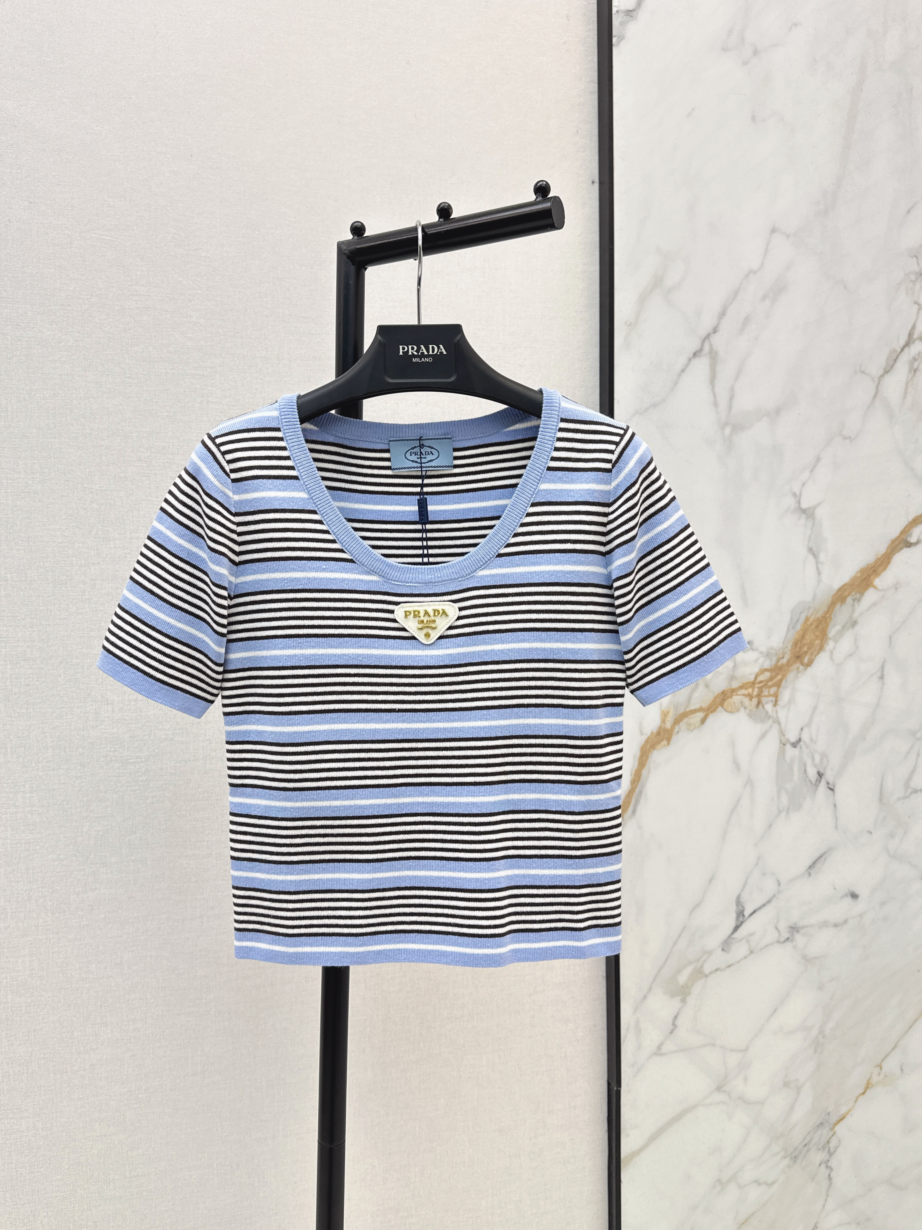 Pra New striped knitted short-sleeve top