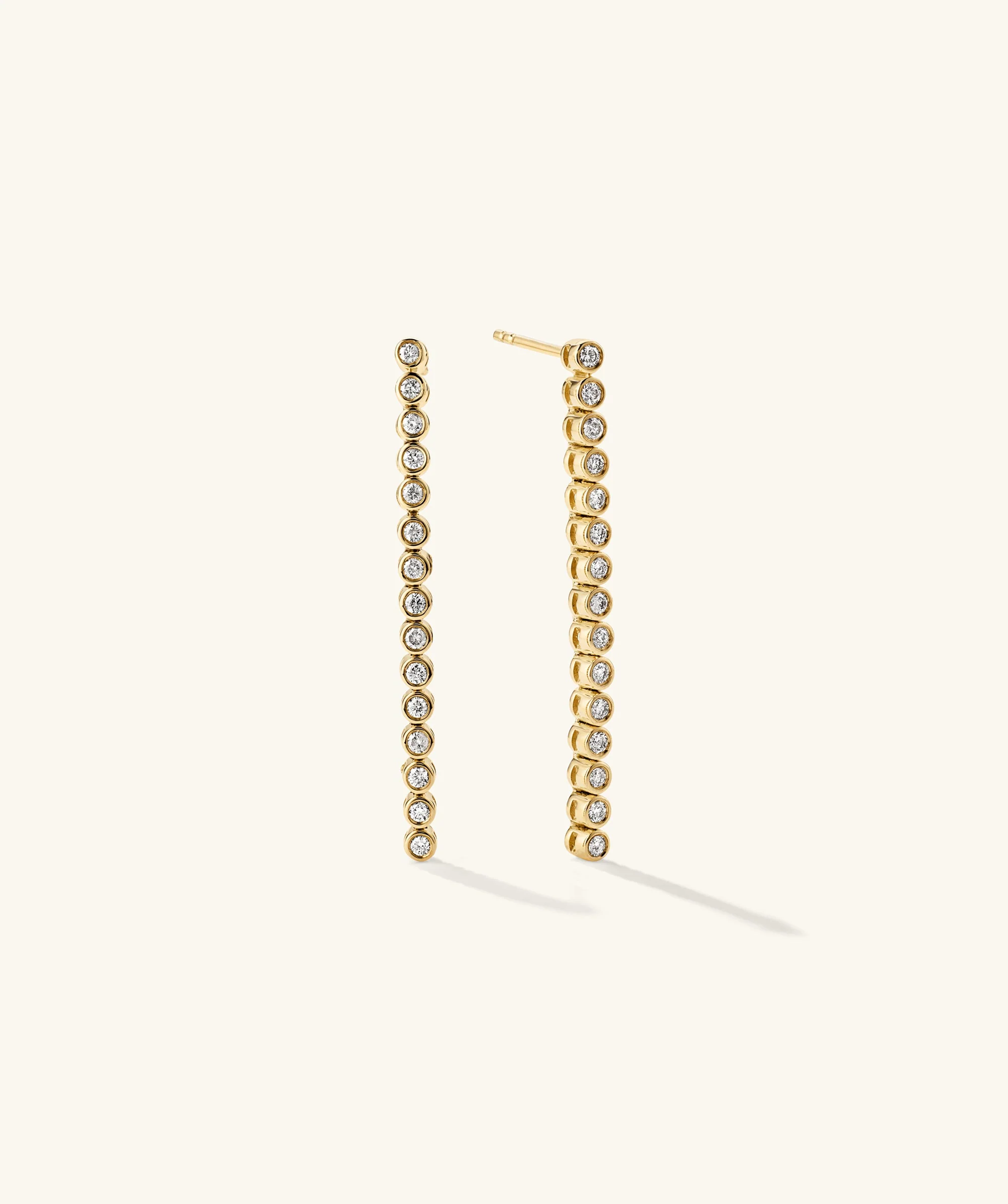 Bezel Lab Grown Diamond Long Tennis Earrings