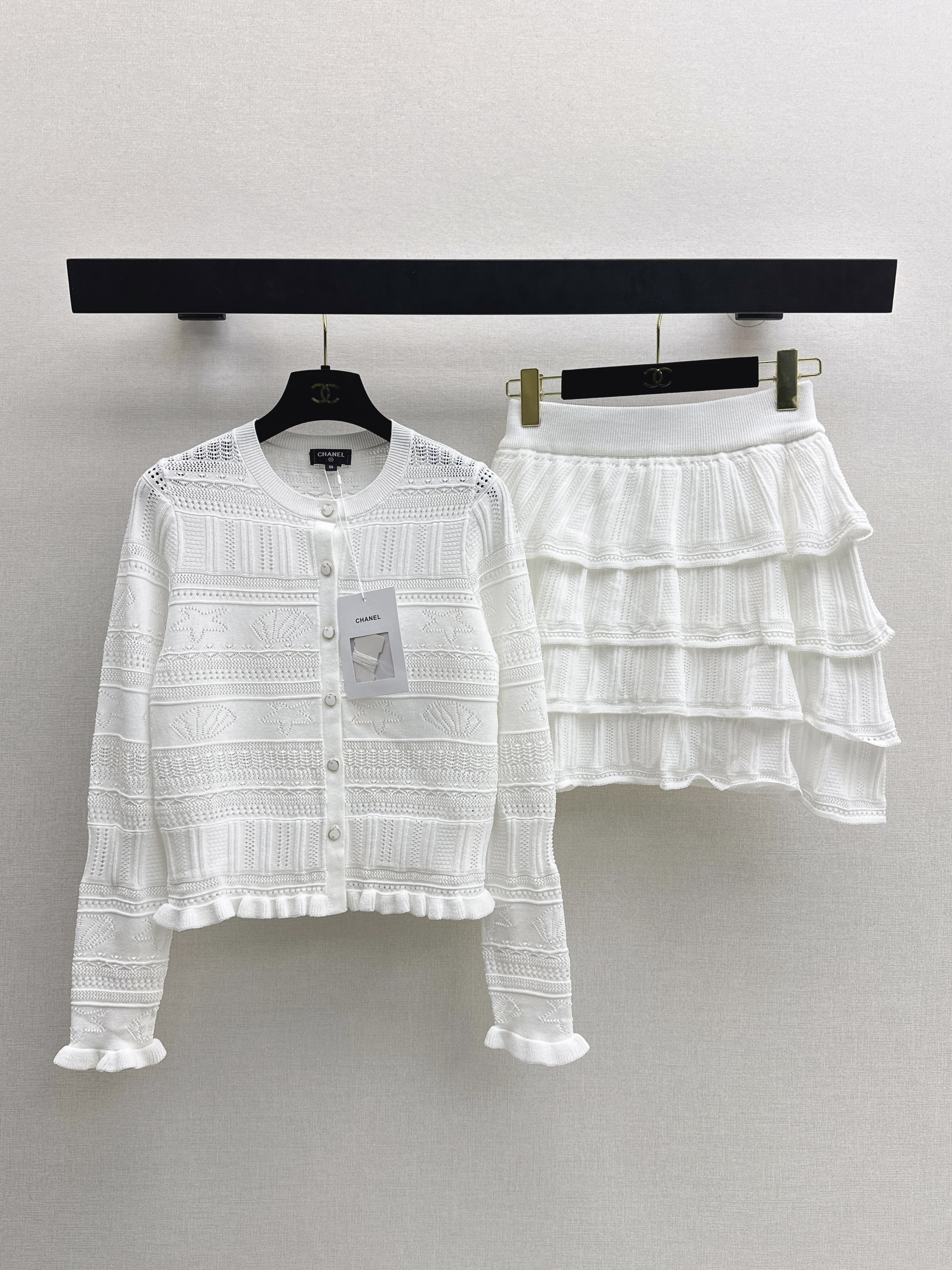 Chan New knit cardigan&bubble skirt sets