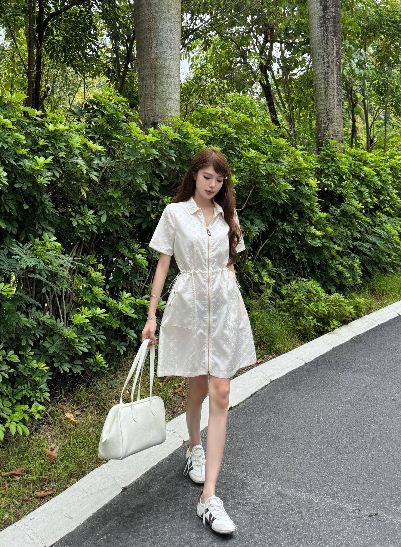 Louis New Jacquard cinched-waist dress