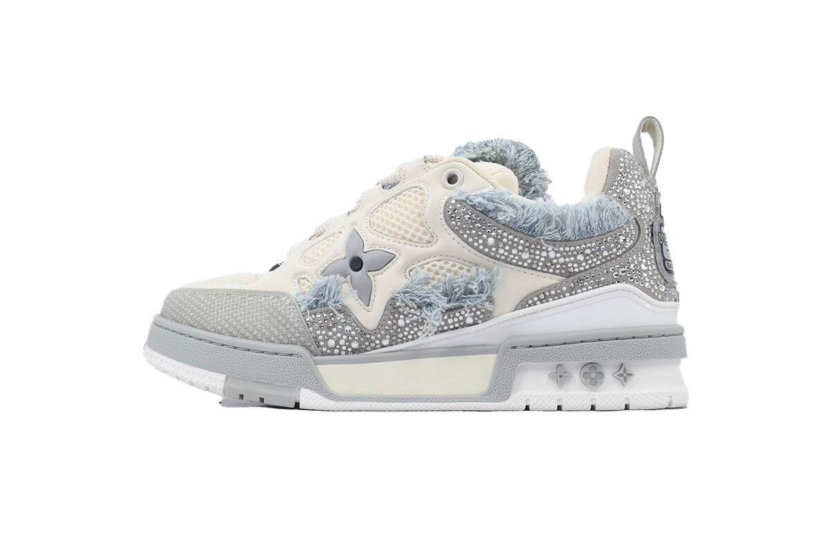 Pkkicks God Batch Louis Vuitton Skate Horse Hair Gray White Diamond