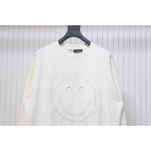 Loewe Hollowed-out Smiling Round-neck Hoodie White