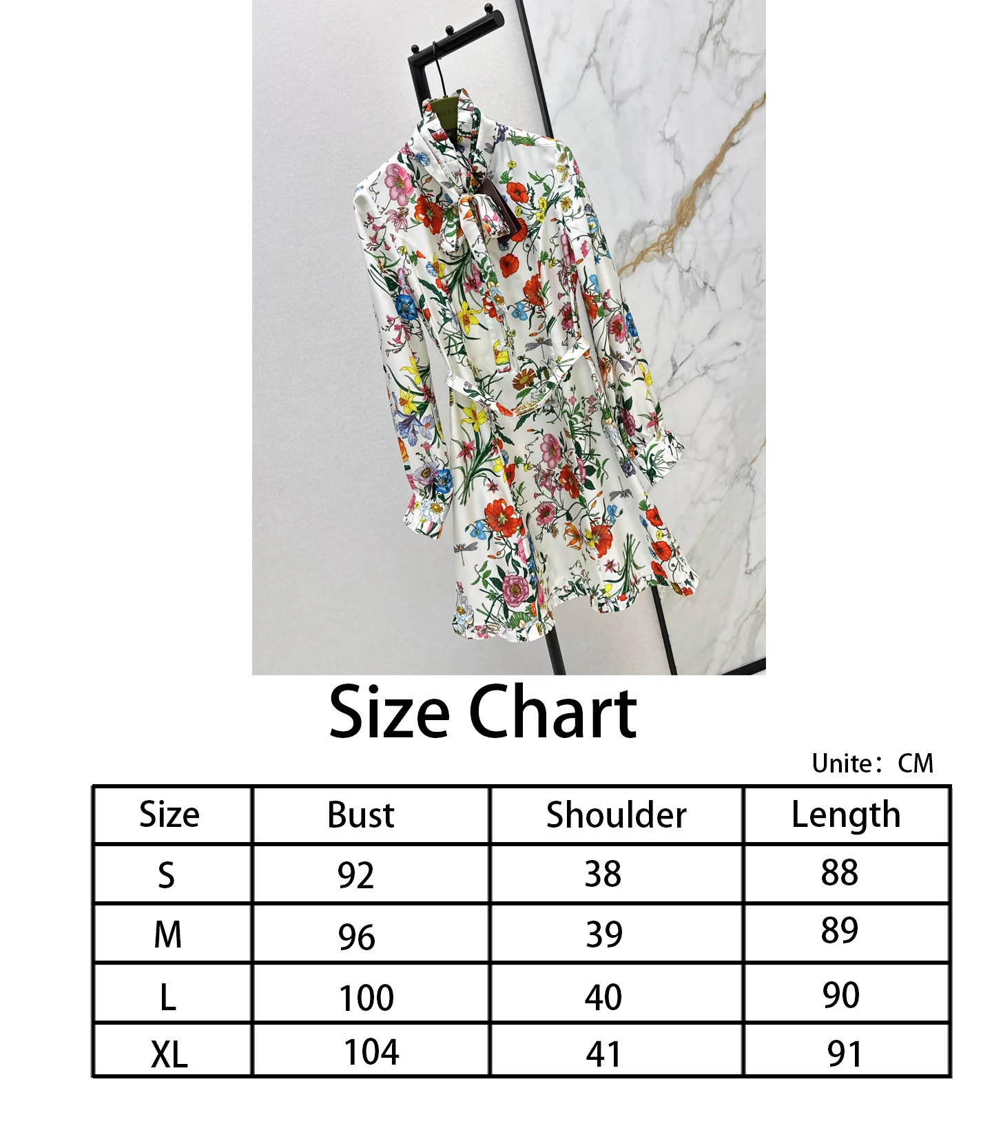 Guc NEW print flower silk dress