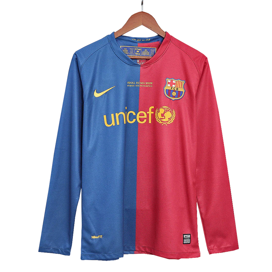 MESSI #10 Barcelona 2008/09 Home Long Sleeve Retro Soccer Jersey - UCL Final