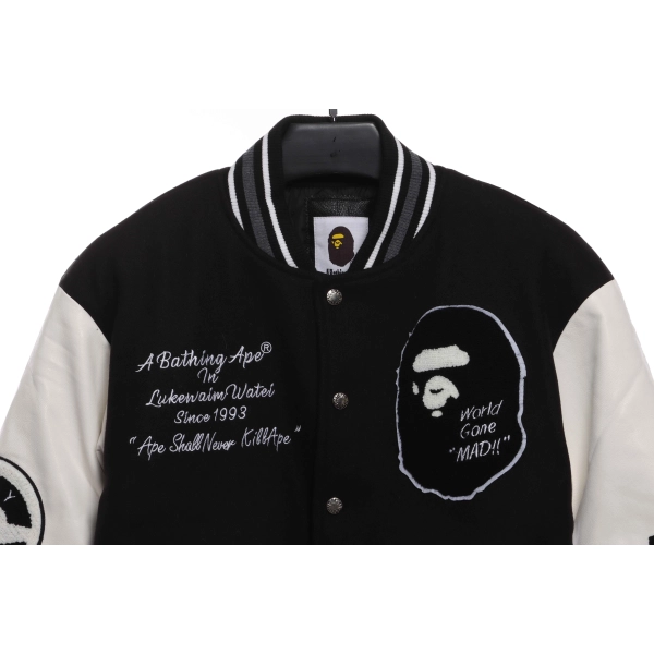 Bape Embroidered Baseball Jacket  Black