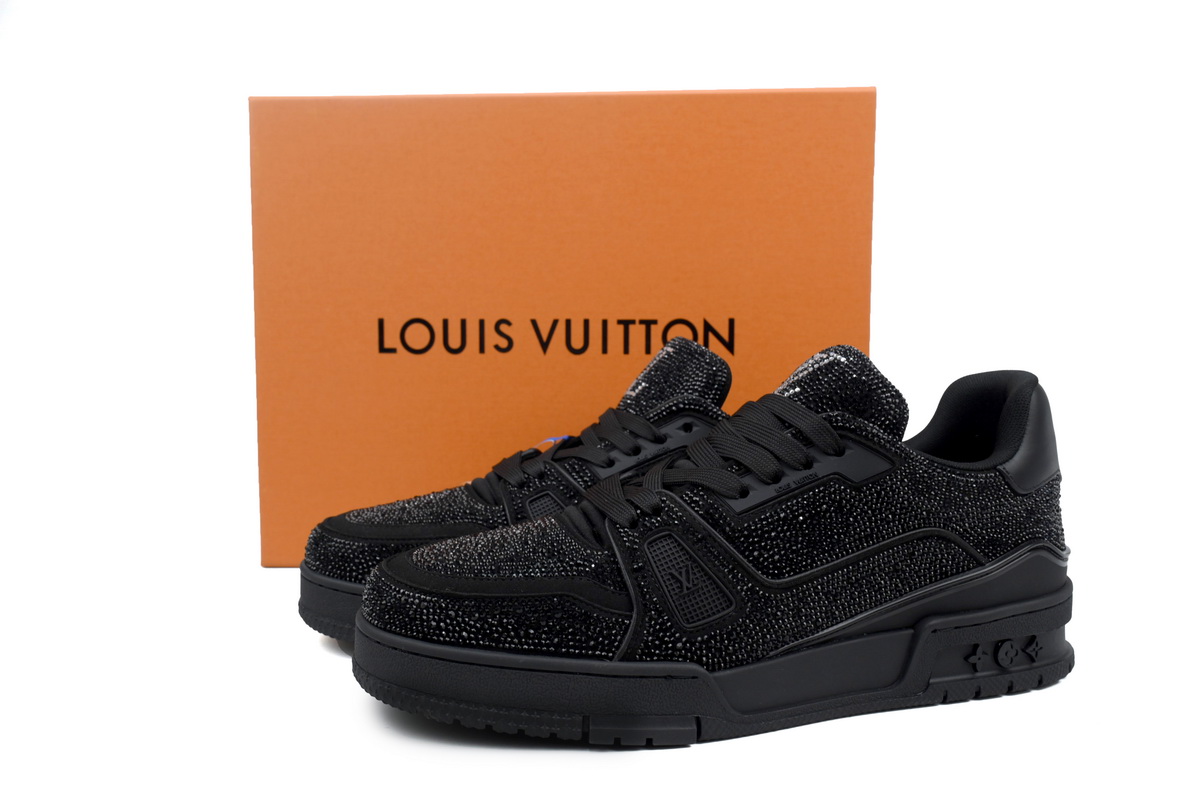 Pkkicks God Batch Louis Vuitton Trainer 'Black Rhinestones' 1A815H