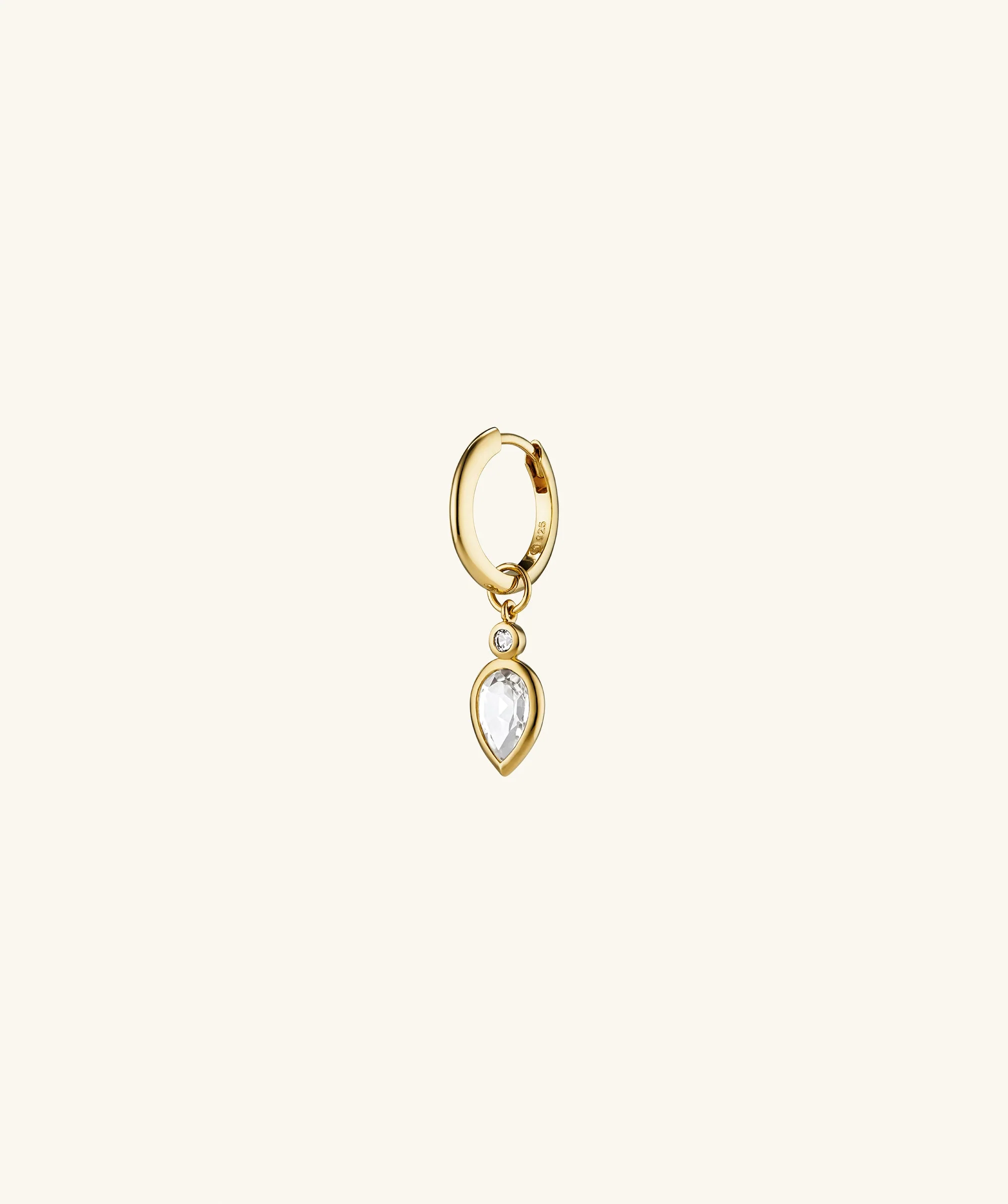 Single Pear Cut Gemstone Hoop Charm