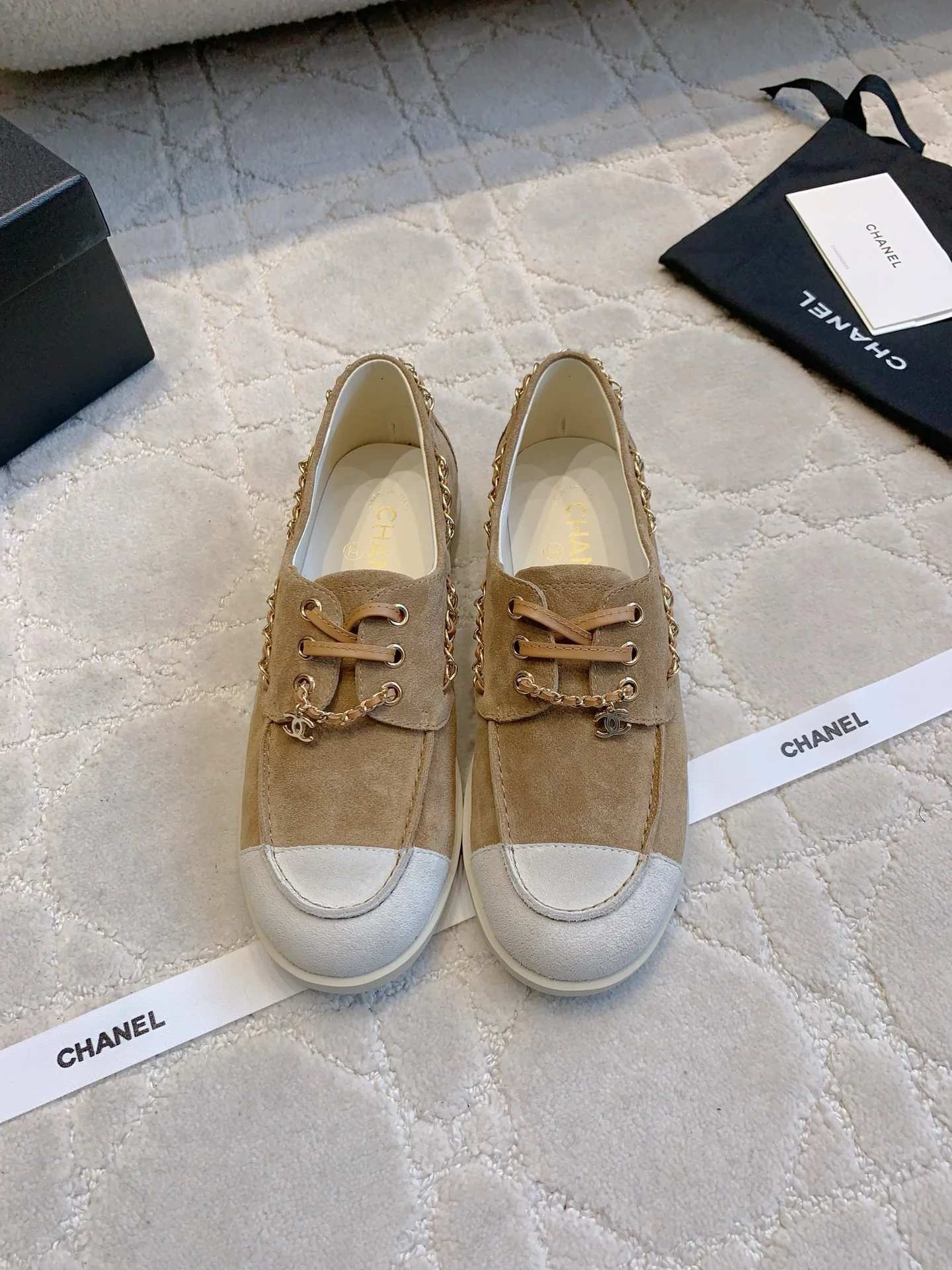 Chan New Chain Lace-Up Flats