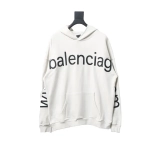 Balenciaga Clothes Hoodie With Double Arm Logo On Chest White
