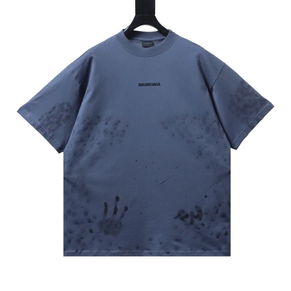 Balenciaga Clothes   26SS Embroidered Logo Splatter Paint Short Sleeve T-shirt