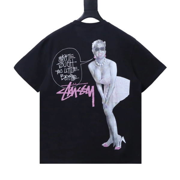 Stussy Monroe Print Short Sleeve Shirt black