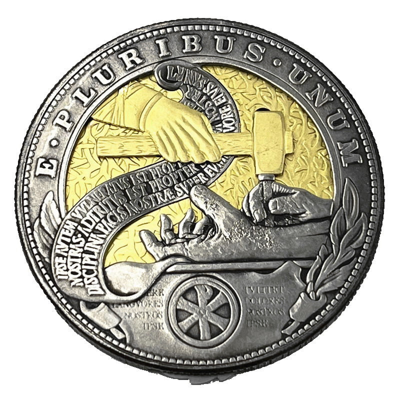 USA Movable Mechanical Coin 'The Savior`s Hand' Roman Booteen Coin Hobo Nickel Morgan Dollar Amazing Art Collectible Creative Gift Handmade Commemoration Coin