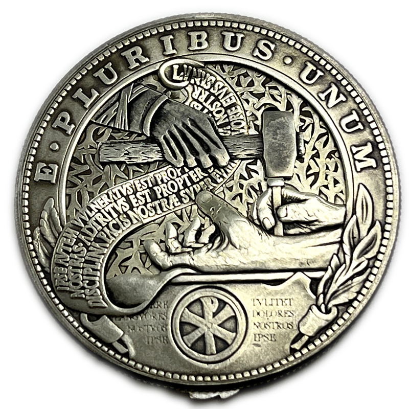 USA Movable Mechanical Coin 'The Savior`s Hand' Roman Booteen Coin Hobo Nickel Morgan Dollar Amazing Art Collectible Creative Gift Handmade Commemoration Coin
