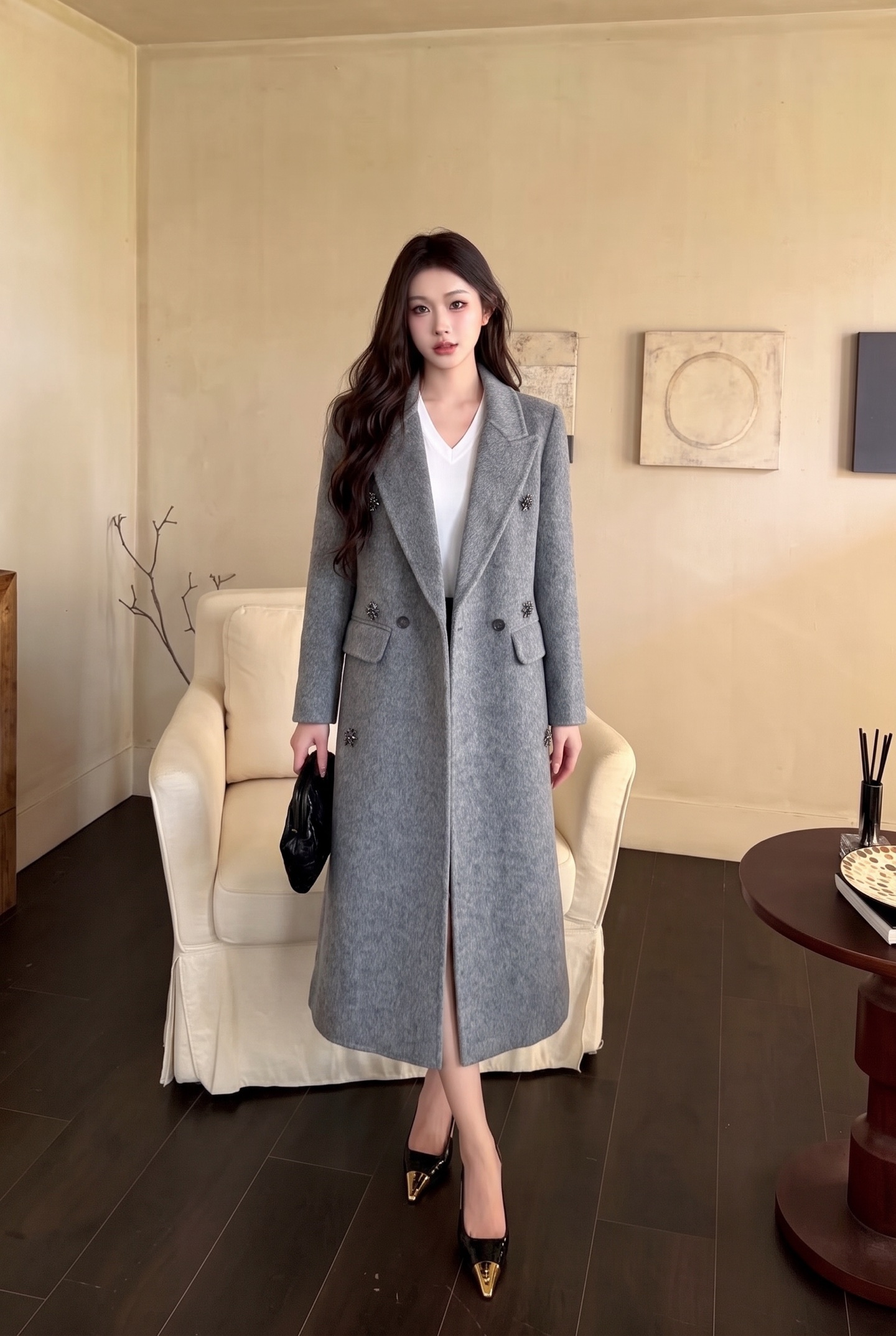 Miu New Long coat with a suit collar