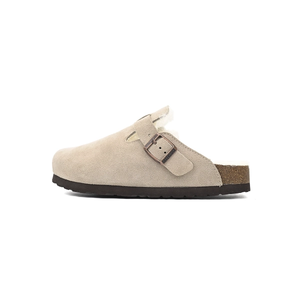 Birkenstock Boston Shearling Coin Suede Beige E14T002N6L