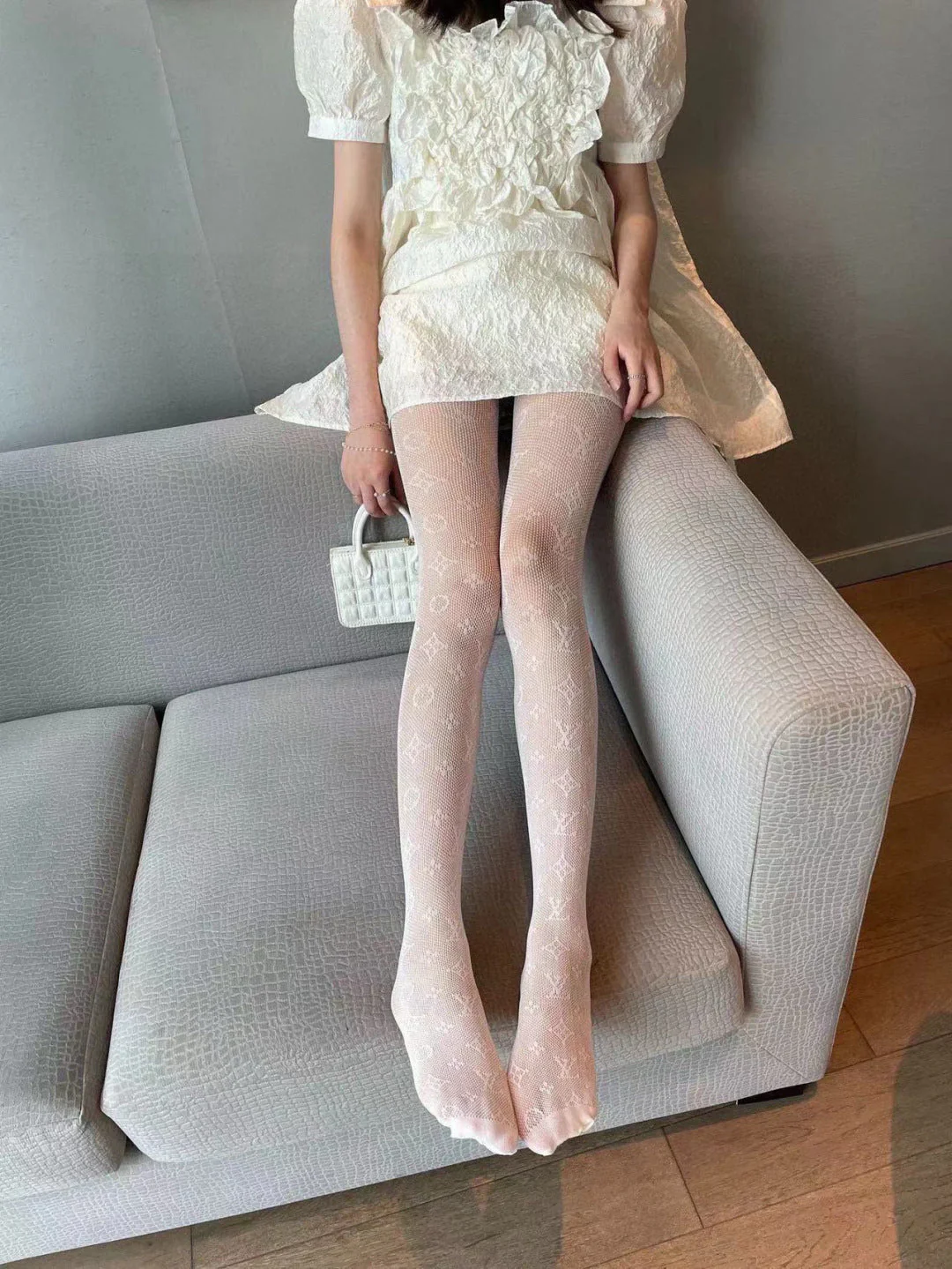 Louis Letter fishnet stockings
