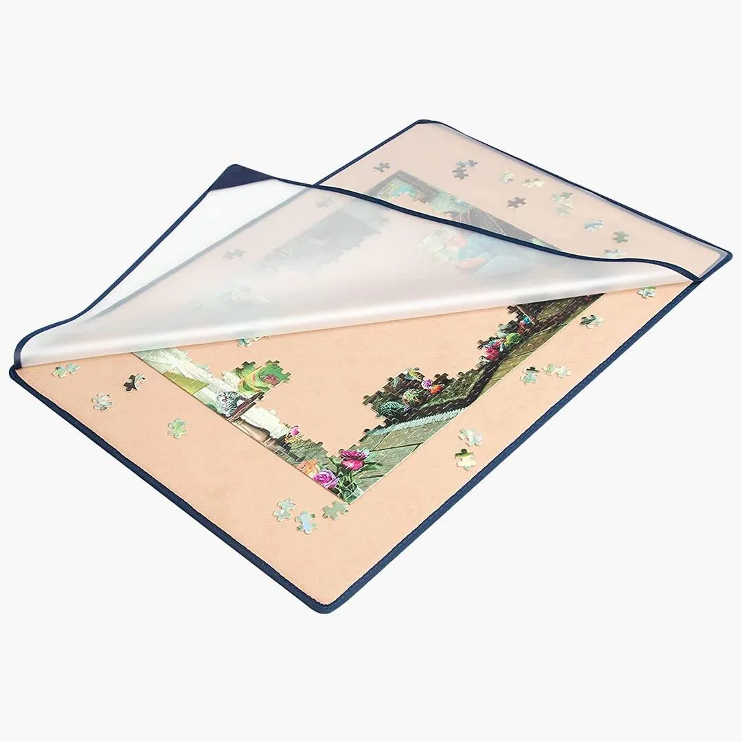 Jigsaw Puzzle Board with Dustproof Cover for Puzzles Up to 1000 Pieces (Khaki)
