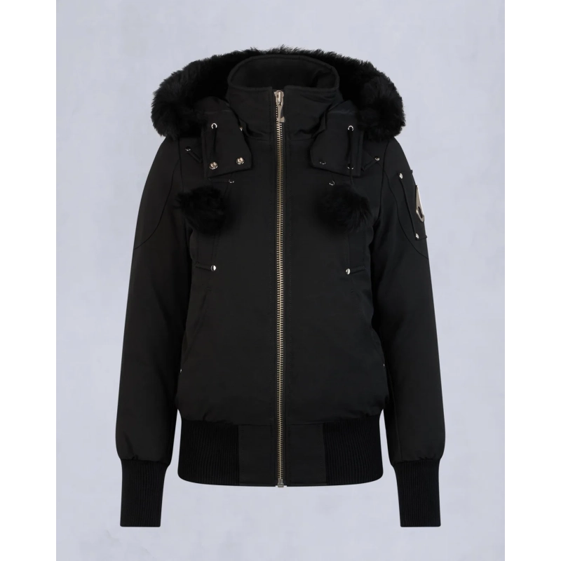 Moose Knuckles(W) Black Jacket Black Wool Collar（NFC)