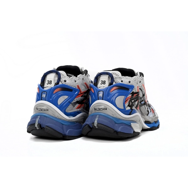 Balenciaga Runner White And Blue Printing 677402 W3RB6 1264